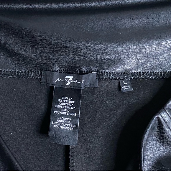 7 For All Mankind Women's Black Faux Leather Pull-on Pant - Picture 5 of 9